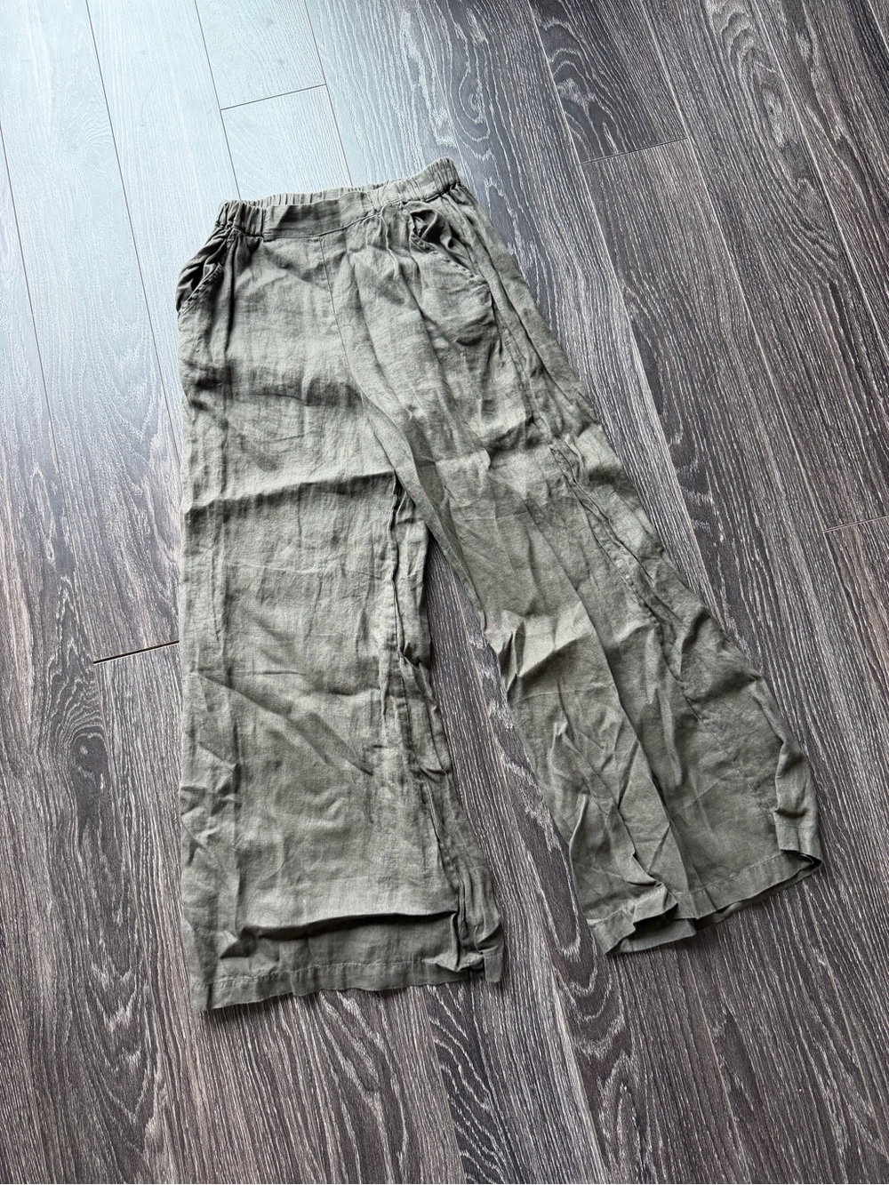 CP Shades Olive Green Wide-Leg Linen Pants
